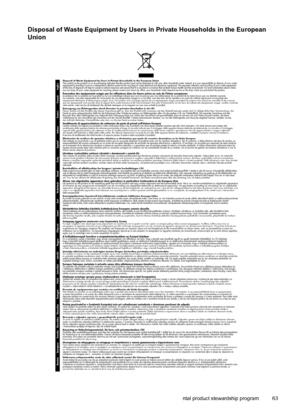 Page 65Disposal of Waste Equipment by Users in Private Households in the European
Union
Environmental product stewardship program 63
 