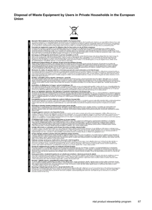 Page 88Disposal of Waste Equipment by Users in Private Households in the European
Union
Environmental product stewardship program 87
 