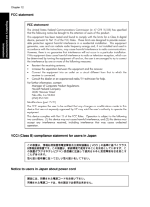 Page 88FCC statement
FCC statement
The United States Federal Communications Commission (in 47 CFR 15.105) has specified 
that the following notice be brought to the attention of users of this product. 
This equipment has been tested and found to comply with the limits for a Class B digital 
device, pursuant to Part 15 of the FCC Rules.  These limits are designed to provide reason-
able protection against harmful interference in a residential installation.  This equipment 
generates, uses and can radiate radio...