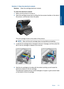 Page 116Solution 3: Clean the electrical contacts
Solution:Clean the cartridge electrical contacts.
To clean the electrical contacts
1.Make sure the product is turned on.
2.Open the cartridge access door by lifting the blue access handles on the side of
the product, until the door locks into place.
The print carriage moves to the center of the product.
NOTE:Wait until the print carriage stops moving before proceeding.
3.Locate the ink cartridge that is indicated in the error message, and then press the
tab on...