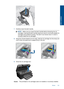 Page 1247.Carefully lower the latch handle.
NOTE:Make sure you lower the latch handle before reinserting the ink
cartridges. Leaving the latch handle raised can result in incorrectly seated ink
cartridges and problems printing. The latch must remain down in order to
correctly install the ink cartridges.
8.Using the colored shaped icons for help, slide the ink cartridge into the empty slot
until it clicks into place and is seated firmly in the slot.
9.Close the ink cartridge door.
Cause:The printhead or ink...