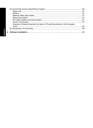 Page 6Environmental product stewardship program...........................................................................90
Paper use...........................................................................................................................91
Plastics...............................................................................................................................91
Material safety data...