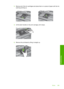 Page 288
3.Remove all of the ink cartridges and place them on a piece of paper with the ink
opening pointing up.
4.Lift the latch handle on the print carriage until it stops.
5.Remove the printhead by lifting it straight up.
Errors 285
Troubleshooting
 