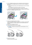 Page 2086.If an ink cartridge was sticking up and you were able to snap it back down into
place, close the ink cartridge access door and check if the error message has
gone away.
• If the message has gone away, stop troubleshooting here. The error has been
resolved.
• If the message has not gone away, proceed to the next step.
• If none of the ink cartridges were sticking up, proceed to the next step.
7.Locate the ink cartridge that is indicated in the error message, and then press the
tab on the ink cartridge...