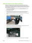 Page 85Clean the electronics box filters (quarterly)
Electronics box fan filters keep dust and other debris from entering the air-cooled area of the
electronics box. If the filter becomes clogged, the electronics may overheat, causing performance
errors. There are two air intake fans to clean. One is located near the power switch on the user-end of
the printer (input side). The other is located in the middle area under the printer chassis where the
power cord attaches on the user-end.
1.From the control panel...