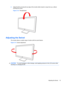 Page 212.Adjust the tilt by moving the top edge of the monitor either toward or away from you, without
touching the screen.
Figure 3-12  Tilt adjustment
Adjusting the Swivel
The monitor allows a usable range of motion with the swivel feature.
Figure 3-13  Swivel adjustment
CAUTION:To avoid breakage or other damage, avoid applying pressure to the LCD screen while
swiveling it or changing the tilt.
Adjusting the Swivel 15
 