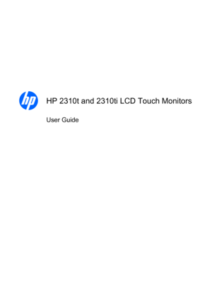 Page 1HP 2310t and 2310ti LCD Touch Monitors
User Guide
 
