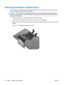 Page 20Removing the Monitor Pedestal Base
You can remove the monitor panel from the pedestal base to mount the panel on a wall, a swing arm,
or other mounting fixture (purchased separately).
CAUTION:Before beginning to disassemble the monitor, be sure the monitor is turned off and the
power and signal cables are both disconnected. Also disconnect the USB and audio cables if they are
connected to the monitor.
1.Disconnect and remove all cables from the back of the monitor.
2.Lay the monitor face down on a flat...