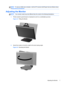 Page 13NOTE:To view an OSD menu simulator, visit the HP Customer Self Repair Services Media Library
at 
http://www.hp.com/go/sml.
Adjusting the Monitor
NOTE:Your monitor model may look different than the model in the following illustrations.
1.Tilt the monitors panel forward or backward to set it to a comfortable eye level.
Figure 2-4  Tilting the Monitor
2.Swivel the monitor to the left or right for the best viewing angle.
Figure 2-5  Swiveling the Monitor
Adjusting the Monitor 7
 