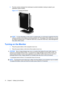 Page 204.Pivot the monitor clockwise from landscape to portrait orientation viewing to adapt to your
application (select models).
Figure 3-13  Pivoting the Monitor
NOTE:To view information on the screen in portrait mode, you will need to install the Pivot Pro
software included on the software and documentation CD. The position of the OSD menu can also
be rotated to portrait mode. To rotate the OSD menu, access the OSD menu, select Management,
then select OSD Control.
Turning on the Monitor
1.Press the power...