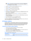 Page 36ENWW
NOTE You must set the current local time before you reset the time for  Sleep Time or
 
On Time . Note that the time is displayed in a 24–hour clock format. For example, 1:15
 
p.m.  is displayed as 13 hours 15 minutes. 
 