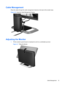 Page 19
Cable Management
Place the cables through the cable management channel on the back of the monitor base.
Figure 3-6  Using the Cable Management Feature
Adjusting the Monitor
1.Tilt the monitors panel forward or backwar d to set it to a comfortable eye level.
Figure 3-7   Tilting the Monitor
Cable Management 13
 