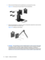 Page 24
2.Remove the Quick Release from the pedes tal base by removing the four screws.
Figure 3-13   Removing the HP Quick Release from the Pedestal Base
3.Mount the Quick Release to a swing arm or othe r mounting fixture using the four screws removed
from the Quick Release  in the previous step.
Figure 3-14   Installing the Quick Release
CAUTION: The Quick Release can also be installed directly to a wall to mount the monitor panel.
It is designed to support a maximum of up to 10. 9 kg (24 lbs). If you are...