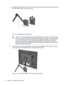 Page 20
3.Mount the Quick Release to a swing arm or othe r mounting fixture using the four screws removed
from the Quick Release  in the previous step.
Figure 3-14  Installing the Quick Release
CAUTION The Quick Release can also be installed directly to a wall to mount the monitor
panel. It is designed to support a maximum of  up to 24 lbs. (10.9 kg). If you are mounting
to a wall, HP recommends that you consult with a qualified engineering, architectural, or
construction professional to determine the...