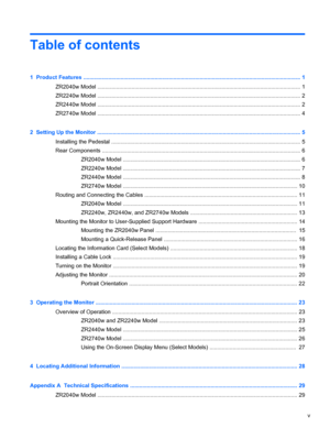 Page 5Table of contents
1  Product Features ............................................................................................................................................ 1
ZR2040w Model ................................................................................................................................... 1
ZR2240w Model ................................................................................................................................... 2
ZR2440w Model...