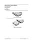 Page 27HP Omnibook 6000/6100 Removal and Replacement 2-5
Removing a Plug-In Module
(User-Replaceable)
Required Equipment
 · None.
Removal Procedure
 1. Press the button on the module release latch, and slide the latch toward the front of the computer.
 
 Figure 2-3. Removing a Module
 2. Grasp the module and pull it out.
 
 Figure 2-4. Removing a Module 