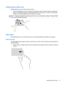 Page 51Rotating (select models only)
Rotating allows you to turn items such as photos.
●Anchor the forefinger of your left hand on the object you want to rotate. Using your right hand,
slide your forefinger around in a sweeping motion from 12 o’clock to 3 o’clock. To reverse the
rotation, move your forefinger from 3 o’clock to 12 o’clock.
NOTE:Rotate is intended for specific apps where you can manipulate an object or image. Rotate
may not be functional for all apps.
Edge swipes 
With edge swipes you can perform...