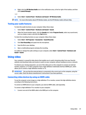 Page 33▲Right-click the HP Wireless Audio icon in the noti