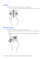 Page 38Scrolling
Scrolling is useful for moving up, down, or sideways on a page or image.
●Place two fingers slightly apart on the TouchPad zone and then drag them up, down, left, or right.
Pinching/zooming
Pinching and zooming allow you to zoom out or in on images or text.
●Zoom in by placing two fingers together on the TouchPad zone and then moving your fingers
apart.
●Zoom out by placing two fingers apart on the TouchPad zone and then moving your fingers
together.
28 Chapter 5   Navigating using touch...