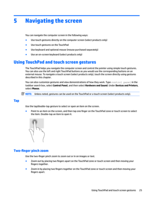 Page 355Navigating the screen
Youcannavigatethecomputerscreeninthefollowingways:
