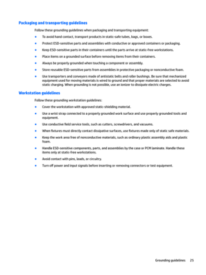 Page 33Packaging and transporting guidelines
Follow these grounding guidelines when packaging and transporting equipment:
