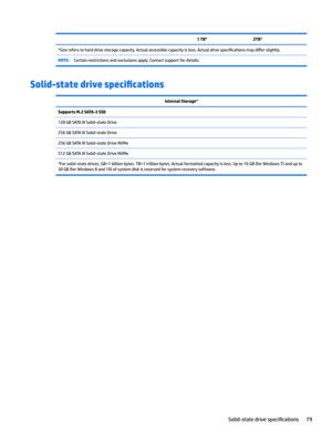 Page 87 1 TB*2TB**Size refers to hard drive storage capacity. Actual accessible capacity is less. Actual drive speci