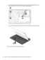 Page 382.Disconnect the WLAN antenna cable (1), and remove the tape holding it in place (2), disconnect the 
display cable 
(3), and then release the cable from the routing channels (4).
3.Rotate the display assembly (1), and then remove the display assembly from the base enclosure (2).
Reverse this procedure to install the display assembly.
30Chapter 5   Removal and replacement procedures for authorized service provider parts 