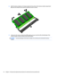 Page 442.With the memory module at a 45-degree angle from the surface of the memory module compartment 
(2), press the module into the memory module slot until it is seated.
3.Gently press the memory module down (3), applying pressure to both the left and right edges of the 
memory module, until the retention clips snap into place.
CAUTION:To prevent damage to the memory module, be sure that you do not bend the memory 
module.36Chapter 5   Removal and replacement procedures for authorized service provider parts  