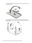 Page 724.Rotate the display panel (1), disconnect the display cable (2) from the display panel (3), and then lift the 
display panel 
(4) to remove it.
5.Remove 1 Phillips 2.5x6.0 screw from the top of each hinge bracket (1) and 3 Phillips 2.5x6.0 screws 
from each hinge 
(2), remove the hinge brackets from the back cover (3), and then lift the hinge brackets 
(4) to remove them.
64Chapter 5   Removal and replacement procedures for authorized service provider parts 