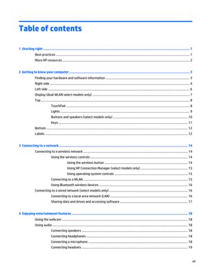 Page 7Table of contents
1  Starting right ................................................................................................................................................ 1
Best practices ......................................................................................................................................................... 1
More HP resources...
