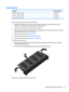 Page 51Memory moduleDescriptionSpare part number8-GB(PC3L,12800,1600-MHz)693374-0054-GB(PC3L,12800,1600-MHz)691740-0052-GB(PC3L,12800,1600-MHz)691739-005
Beforeremovingamemorymodule,followthesesteps:
1.Shutdownthecomputer.Ifyouareunsurewhetherthecomputeriso