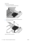 Page 74Remove the fan:
To remove the fan, follow these steps:
1.Disconnect the fan cable (1) from the system board.
2.Remove the 3 screws (1) that secure the fan to the base enclosure.
3.Lift up and remove the fan (2).
Reverse this procedure to install the fan.
66 Chapter 4   Removal and replacement procedures ENWW 