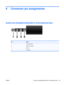 Page 918 Connector pin assignments
Audio-out (headphone)/Audio-in (microphone) jack
Pin Signal
1 Left audio signal in
2 Right audio signal in
3 Ground
4 Microphone
ENWW Audio-out (headphone)/Audio-in (microphone) jack 83 