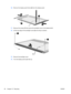 Page 10010.Remove the display panel frame (2) from the display panel.
11.Remove the screws (1) that secure the backlight cover to the display panel.
12.Lift the top edge of the backlight cover (2) and swing it outward.
13.Remove the backlight cover.
14.Turn the display panel right-side up.
92 Chapter 10   RecyclingENWW 