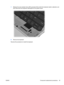 Page 537.Release the zero insertion force (ZIF) connector (1) to which the keyboard cable is attached, and
then disconnect the keyboard cable (2) from the system board.
8.Remove the keyboard.
Reverse this procedure to install the keyboard.
ENWW Component replacement procedures 45 