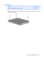 Page 39Computer feet
DescriptionSpare part number
Rubber Foot Kit (includes 4 base enclosure rubber feet) 507887-001
The computer feet are adhesive-backed rubber pads. The feet attach to the base enclosure in the
locations illustrated below.
Component replacement procedures 31 