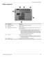 Page 21External component identification
Maintenance and Service Guide2–9
Bottom components
Item Component Description
(1)Battery release latch Releases the battery from the battery bay.
(2)Battery bay Holds the battery.
(3)Wireless module compartment Holds a wireless LAN module, wireless WAN module (select models only), 
and the RTC battery.
✎To prevent an unresponsive system, replace the wireless module only 
with a wireless module authorized for use in the computer by the 
governmental agency that regulates...