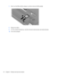 Page 307.Push in on the SIM card (1) to release it, and then remove the SIM card (2).
8.Replace the battery.
9.Turn the computer right-side up, and then reconnect external power and external devices.
10.Turn on the computer.
20 Chapter 2   Wireless and local area network 