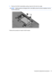 Page 555.Remove the WLAN module (4) by pulling it away from the slot at an angle.
NOTE:WLAN modules are designed with a notch (5) to prevent incorrect installation into the
WLAN module slot.
Reverse this procedure to install a WLAN module.
Component replacement procedures 47 