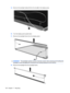 Page 13615.Remove the backlight cables (1) from the clip (2) in the display panel.
16.Turn the display panel upside down.
17.Remove the backlight frame from the display panel.
WARNING!The backlight contains mercury. Exercise caution when removing and handling the
backlight to avoid damaging this component and causing exposure to the mercury.
18.Remove the backlight from the backlight frame.
128 Chapter 11   Recycling 