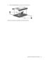 Page 618.Lift the bracket (2) straight up to remove it from the hard drive.
Reverse this procedure to reassemble and install the hard drive.
Component replacement procedures 53 