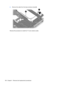 Page 1142.Remove the cable from the base enclosure clips (2).
Reverse this procedure to install the TV tuner antenna cable.
106 Chapter 4   Removal and replacement procedures 