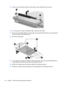 Page 9815.Disconnect the backlight cable (2), and the display panel cable (3) from the inverter.
16.If it is necessary to replace the display hinges, release the foil tab (1).
17.Remove the six Phillips PM2.5×4.0 screws (2), and the eight Phillips PM2.0×4.0 screws (3) that
secure the hinges to the display panel.
18.Remove the hinges (4).
19.If it is necessary to replace the wireless antenna assembly, remove the two Phillips PM2.5×4.0
screws (1) that secure the transceivers to the display enclosure.
20.Detach...