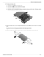 Page 73Removal and replacement procedures
Maintenance and Service Guide4–31
14. To replace the display cable:
a. Release the foil shield 1 that covers the cable.
b. Remove the tape 2 that secures the cable to the display.
c. Unplug the cable 3 from the display.
d. Remove the cable from the display 4. This also includes the webcam and LED cables. The display cable is 
available using spare part number 486878-001.
15. Replace the display hinges, remove the eight Phillips PM2.0×3.0 screws 1 that secure the hinges...