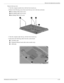 Page 77Removal and replacement procedures
Maintenance and Service Guide4–35
Remove the top cover:
1. Turn the computer upside down with the front toward you.
2. Remove the following screws that secure the top cover to the base enclosure:
1 Three Phillips PM2.5×8.0 screws 
2 Three Phillips PM2.5×5.0 screws
3 One Phillips PM2.5×3.0 screw
3. Turn the computer right-side up, with the front toward you.
4. Disconnect the following cables from the system board:
1 TouchPad cable 
2 Fingerprint Reader board cable...