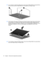 Page 8434.If it is necessary to replace the display panel, remove the two Phillips PM2.5×5.0 screws (1) from
the top corners and the six Phillips PM2.5×5.0 screws (2) from the display hinges.
35.Flex the bottom of the display panel (1) back and release the display hinges. Disconnect the display
LED cable (2) from the display panel cable. Remove the display panel (3). Display panels are
available using spare part numbers 511868-001 (16-inch non-LED display), 570094-001 (16-inch
LED display), 512363-001...