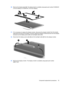 Page 8330.Remove the display bezel (4). The display bezel is available using spare part number 512359-001
(16-inch display) or 512364-001 (15.6-inch display).
31.If it is necessary to replace the display inverter, disconnect the display inverter from the double-
sided tape securing it to the display, and then release the display inverter (1) as far from the display
enclosure as the display panel cable and backlight cable allow.
32.Disconnect the display panel cable (2) and the backlight cable (3) from the...