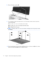 Page 788.Remove the display assembly (2).
9.If it is necessary to replace the display bezel or any of the display assembly internal components,
remove the following:
(1) Four rubber screw covers on the display bezel top edge
(2) Two rubber screw covers on the display bezel bottom edge
(3) Six Phillips PM2.5×5.0 screws
NOTE:The display rubber screw covers are included in the Display Screw Kit, spare part number
431399-001.
10.Flex the inside edges of the left and right sides (1) and the top and bottom sides (2)...