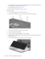 Page 743.Disconnect the power from the computer by first unplugging the power cord from the AC outlet and
then unplugging the AC adapter from the computer.
4.Remove the battery (see 
Battery on page 46).
5.Remove the switch cover (see 
Switch cover on page 61).
Remove the keyboard:
1.Turn the computer upside down, with the front toward you.
2.Remove the four Phillips PM2.5×7.0 screws that secure the keyboard to the computer.
3.Turn the computer display-side up, with the front toward you.
4.Open the computer as...