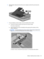 Page 796.Slide the battery release latch (1) until the cover is released, and then lift up and remove the
cover (2).
7.If you are replacing a memory module, remove the existing memory module:
a.Pull away the retention clips (1) on each side of the memory module.
The memory module tilts up.
b.Grasp the edge of the memory module (2), and then gently pull the module out of the
memory module slot.
CAUTION:To prevent damage to the memory module, hold the memory module by the
edges only. Do not touch the components...